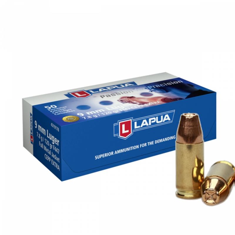 Náboje Lapua 9 mm Luger FMJ CEPP Extra 120grs 7,8 g, balení 50 ks